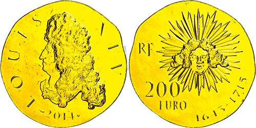 France 200 Euro, Gold, 2014, Louis ... 