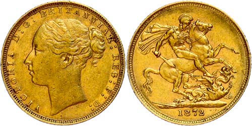 Great Britain Sovereign, 1872, ... 