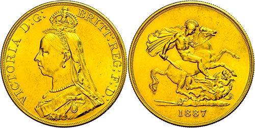 Great Britain 5 Pounds, Gold, ... 