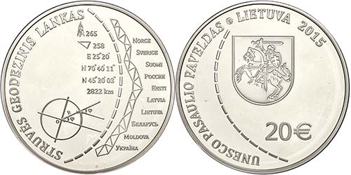 Lithuania 20 Euro, 2015, UNESCO ... 