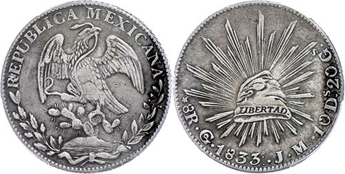Coins Mexiko 8 Real, 1833, ... 