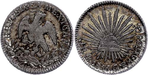 Coins Mexiko 1 / 2 Real, 1856, Mo ... 
