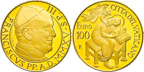 Vatican 100 Euro, Gold, 2015, ... 