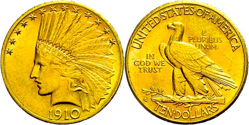 Coins USA 10 Dollars, Gold, 1910, ... 