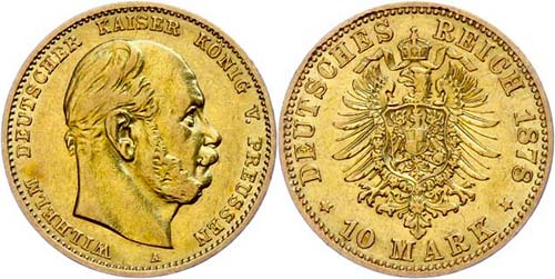 Prussia 10 Mark, 1878, Wilhelm I., ... 