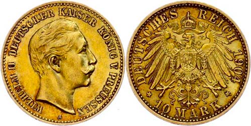 Prussia 10 Mark, 1904, Wilhelm ... 