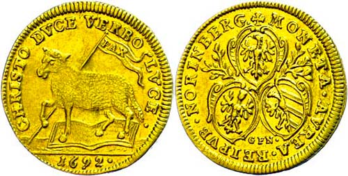 Nürnberg City 1 / 2 ducat, 1692, ... 