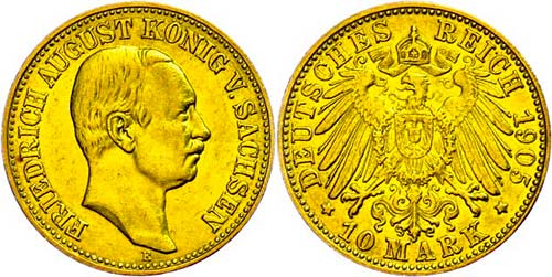 Sachsen 10 Mark, 1905, Friedrich ... 
