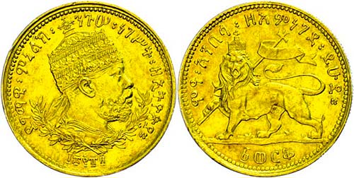 Ethiopia 1 Wark, Gold, 1897, ... 