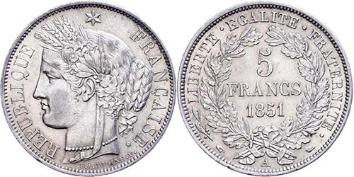 France 5 Franc, 1851, A (Paris), ... 