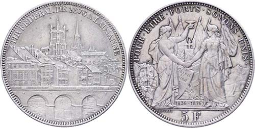 Switzerland 5 Franc, 1876, ... 