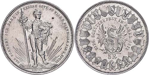 Switzerland 5 Franc, 1879, Basle, ... 