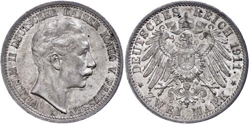 Prussia 2 Mark, 1911, Wilhelm II., ... 