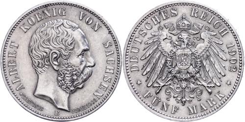 Saxony 5 Mark, 1902, Albert, ... 