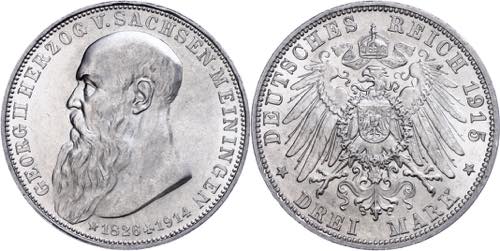 Saxony-Meiningen 3 Mark, 1915, ... 