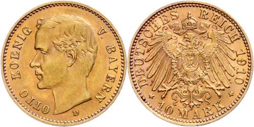 Bayern 10 Mark, 1910, Otto, ss. J. ... 