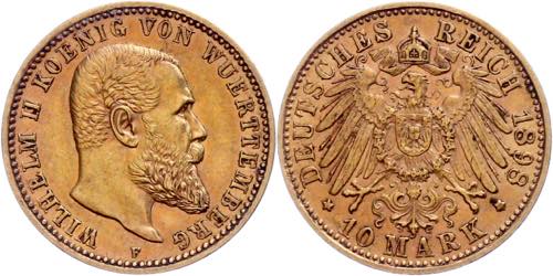 Württemberg 10 Mark, 1898, ... 