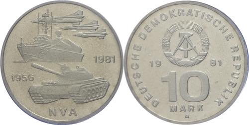 GDR 10 Mark, 1981, 25 years NVA, ... 