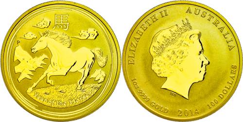 Australia 100 Dollars, Gold, 2014, ... 