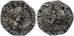 Baktrien 160-150 v. Chr., Denar, ... 