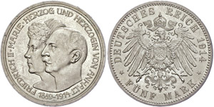 Anhalt 5 Mark, 1914, Friedrich II. ... 