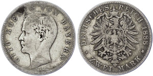 Bayern 2 Mark, 1888, Otto, s., ... 