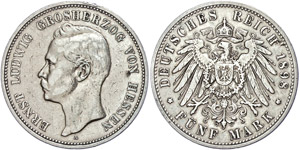 Hessen 5 Mark, 1898, Ernst Ludwig, ... 