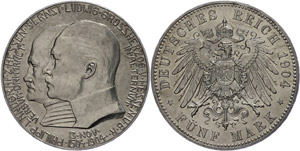 Hessen 5 Mark, 1904, zum 400. ... 