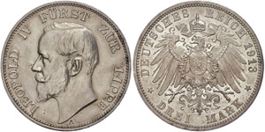 Lippe 3 Mark, 1913, Leopold IV., ... 
