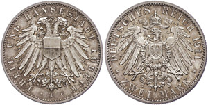 Lübeck 2 Mark, 1911, vz-st., ... 