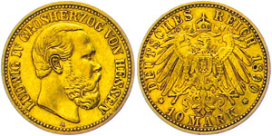 Hessen 10 Mark, Ludwig IV., kl. ... 