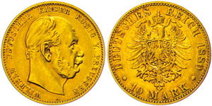 Preußen 10 Mark, 1880, Wilhelm ... 