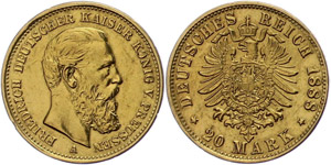Preußen 20 Mark, 1888, Friedrich ... 
