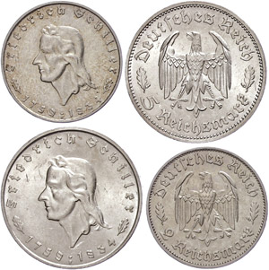 Münzen Drittes Reich 2 und 5 ... 