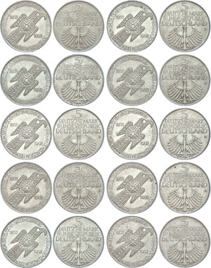 Münzen Bund ab 1946 Lot, 10 x 5 ... 