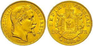 Frankreich 20 Francs, Gold, 1866, ... 