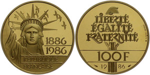 Frankreich 100 Francs, Gold, 1986, ... 