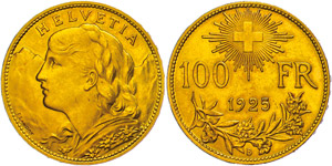 Schweiz 100 Franken, 1925, Gold, ... 