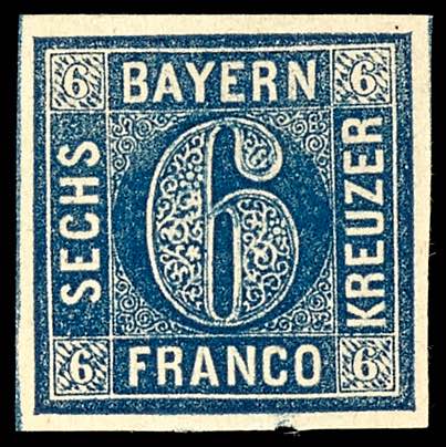 Bayern 6 Kr dunkelblau tadellos ... 