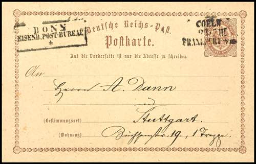 German Empire Railway Post BONN / ... 