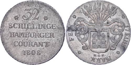 Hamburg 32 Shilling, 1808, HSK, ... 