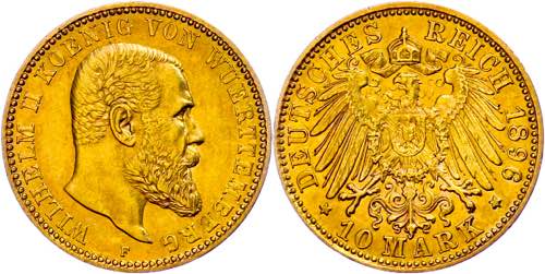 Württemberg 10 Mark, 1896, ... 