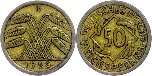 Münzen Weimar 50 Reichspfennig, ... 