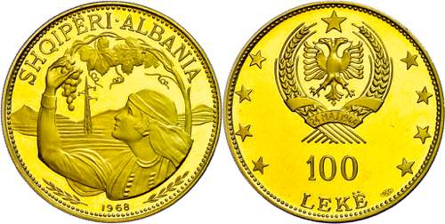 Albania 100 Leke, Gold, 1968, ... 