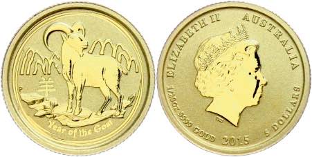 Australia 5 Dollars, Gold, 2015, ... 