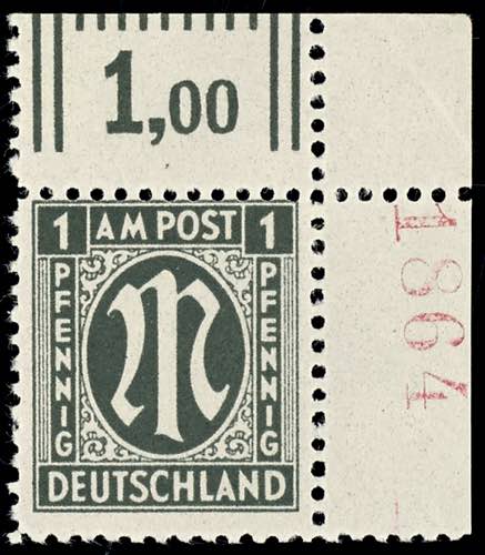 Bizone 1 Pfg first issue of stamps ... 