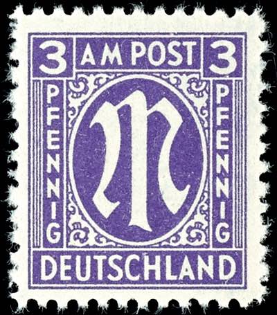 Bizone 3 Pfg first issue of stamps ... 