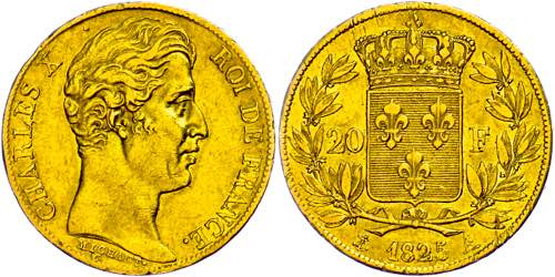 France 20 Franc, Gold, 1825, ... 