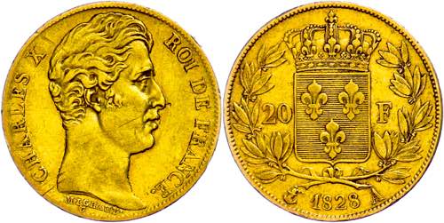 France 20 Franc, Gold, 1828, ... 