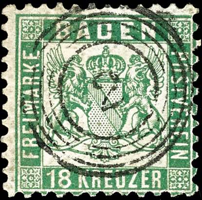 Baden 18 Kr. lebhaftgrün, ... 